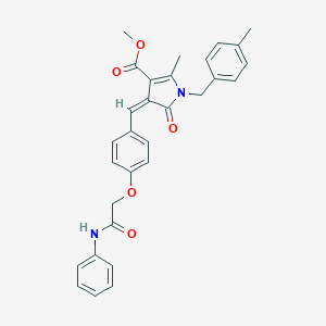 molecular formula C30H28N2O5 B422109 METHYL (4Z)-2-METHYL-1-[(4-METHYLPHENYL)METHYL]-5-OXO-4-({4-[(PHENYLCARBAMOYL)METHOXY]PHENYL}METHYLIDENE)-4,5-DIHYDRO-1H-PYRROLE-3-CARBOXYLATE 