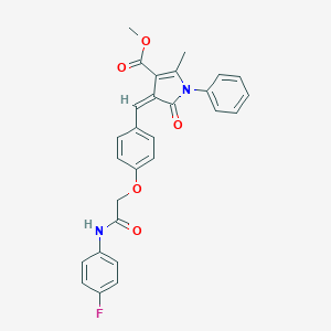 molecular formula C28H23FN2O5 B422126 METHYL (4Z)-4-[(4-{[(4-FLUOROPHENYL)CARBAMOYL]METHOXY}PHENYL)METHYLIDENE]-2-METHYL-5-OXO-1-PHENYL-4,5-DIHYDRO-1H-PYRROLE-3-CARBOXYLATE 