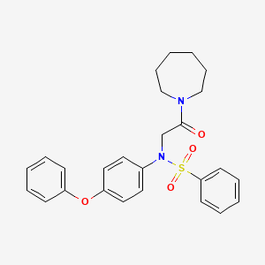molecular formula C26H28N2O4S B4221383 N-[2-(1-azepanyl)-2-oxoethyl]-N-(4-phenoxyphenyl)benzenesulfonamide 