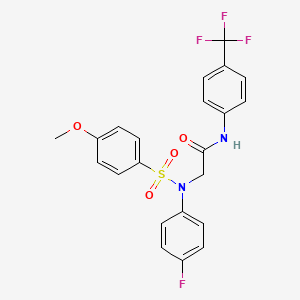 molecular formula C22H18F4N2O4S B4221556 N~2~-(4-fluorophenyl)-N~2~-[(4-methoxyphenyl)sulfonyl]-N~1~-[4-(trifluoromethyl)phenyl]glycinamide 