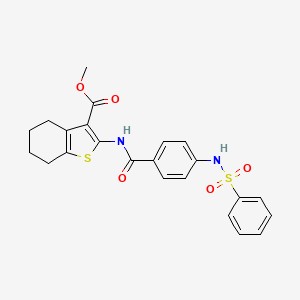 molecular formula C23H22N2O5S2 B4221596 methyl 2-({4-[(phenylsulfonyl)amino]benzoyl}amino)-4,5,6,7-tetrahydro-1-benzothiophene-3-carboxylate 
