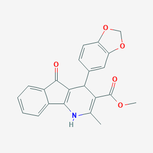 molecular formula C22H17NO5 B422165 METHYL 4-(2H-1,3-BENZODIOXOL-5-YL)-2-METHYL-5-OXO-1H,4H,5H-INDENO[1,2-B]PYRIDINE-3-CARBOXYLATE 