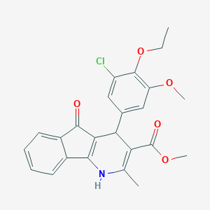 molecular formula C24H22ClNO5 B422175 METHYL 4-(3-CHLORO-4-ETHOXY-5-METHOXYPHENYL)-2-METHYL-5-OXO-1H,4H,5H-INDENO[1,2-B]PYRIDINE-3-CARBOXYLATE 