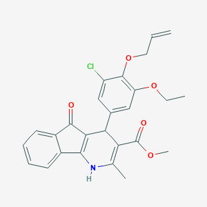 molecular formula C26H24ClNO5 B422180 METHYL 4-[3-CHLORO-5-ETHOXY-4-(PROP-2-EN-1-YLOXY)PHENYL]-2-METHYL-5-OXO-1H,4H,5H-INDENO[1,2-B]PYRIDINE-3-CARBOXYLATE 