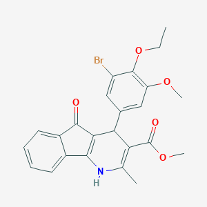 molecular formula C24H22BrNO5 B422184 METHYL 4-(3-BROMO-4-ETHOXY-5-METHOXYPHENYL)-2-METHYL-5-OXO-1H,4H,5H-INDENO[1,2-B]PYRIDINE-3-CARBOXYLATE 
