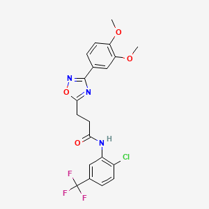 molecular formula C20H17ClF3N3O4 B4221882 N-[2-chloro-5-(trifluoromethyl)phenyl]-3-[3-(3,4-dimethoxyphenyl)-1,2,4-oxadiazol-5-yl]propanamide 