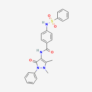 molecular formula C24H22N4O4S B4221951 N-(1,5-dimethyl-3-oxo-2-phenyl-2,3-dihydro-1H-pyrazol-4-yl)-4-[(phenylsulfonyl)amino]benzamide 
