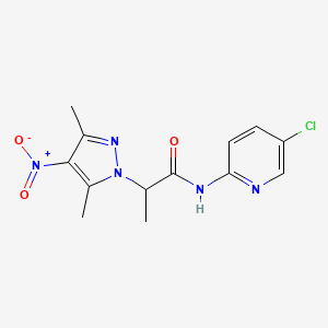 molecular formula C13H14ClN5O3 B4222008 N-(5-chloro-2-pyridinyl)-2-(3,5-dimethyl-4-nitro-1H-pyrazol-1-yl)propanamide 