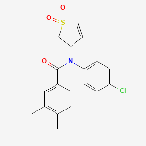 molecular formula C19H18ClNO3S B4222083 N-(4-Chlorophenyl)-N-(1,1-dioxido-2,3-dihydro-3-thiophenyl)-3,4-dimethylbenzamide 