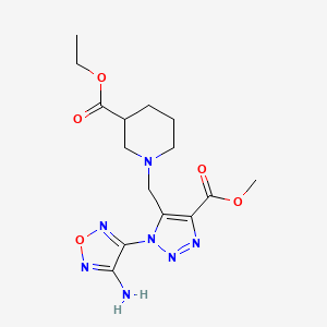 molecular formula C15H21N7O5 B4222487 ethyl 1-{[1-(4-amino-1,2,5-oxadiazol-3-yl)-4-(methoxycarbonyl)-1H-1,2,3-triazol-5-yl]methyl}-3-piperidinecarboxylate 