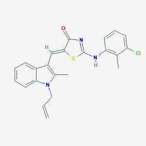 (5Z)-2-(3-chloro-2-methylanilino)-5-[(2-methyl-1-prop-2-enylindol-3-yl)methylidene]-1,3-thiazol-4-one