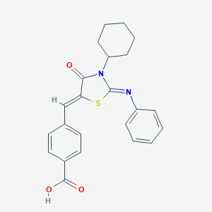 4-{[3-Cyclohexyl-4-oxo-2-(phenylimino)-1,3-thiazolidin-5-ylidene]methyl}benzoic acid