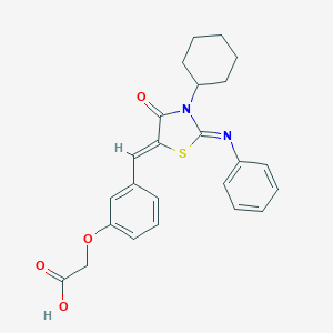 (3-{(Z)-[(2Z)-3-cyclohexyl-4-oxo-2-(phenylimino)-1,3-thiazolidin-5-ylidene]methyl}phenoxy)acetic acid