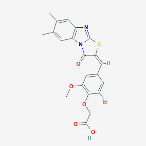 {2-bromo-4-[(6,7-dimethyl-3-oxo[1,3]thiazolo[3,2-a]benzimidazol-2(3H)-ylidene)methyl]-6-methoxyphenoxy}acetic acid