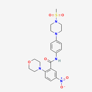 molecular formula C22H27N5O6S B4223103 N-{4-[4-(methylsulfonyl)piperazin-1-yl]phenyl}-2-(morpholin-4-yl)-5-nitrobenzamide 