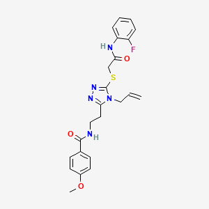 molecular formula C23H24FN5O3S B4223129 N-{2-[5-({2-[(2-fluorophenyl)amino]-2-oxoethyl}sulfanyl)-4-(prop-2-en-1-yl)-4H-1,2,4-triazol-3-yl]ethyl}-4-methoxybenzamide 