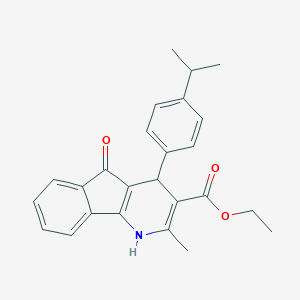 molecular formula C25H25NO3 B422325 ETHYL 2-METHYL-5-OXO-4-[4-(PROPAN-2-YL)PHENYL]-1H,4H,5H-INDENO[1,2-B]PYRIDINE-3-CARBOXYLATE 