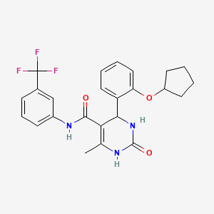 molecular formula C24H24F3N3O3 B4223263 4-[2-(Cyclopentyloxy)phenyl]-6-methyl-2-oxo-N~5~-[3-(trifluoromethyl)phenyl]-1,2,3,4-tetrahydro-5-pyrimidinecarboxamide 
