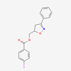 molecular formula C17H14INO3 B4223301 (3-Phenyl-4,5-dihydro-1,2-oxazol-5-yl)methyl 4-iodobenzoate 