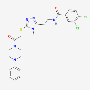 molecular formula C24H26Cl2N6O2S B4223391 3,4-dichloro-N-[2-[4-methyl-5-[2-oxo-2-(4-phenylpiperazin-1-yl)ethyl]sulfanyl-1,2,4-triazol-3-yl]ethyl]benzamide 