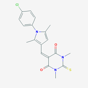 molecular formula C19H18ClN3O2S B422341 5-{[1-(4-chlorophenyl)-2,5-dimethyl-1H-pyrrol-3-yl]methylene}-1,3-dimethyl-2-thioxodihydropyrimidine-4,6(1H,5H)-dione 