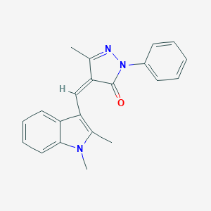 molecular formula C21H19N3O B422342 4-[(1,2-dimethyl-1H-indol-3-yl)methylene]-5-methyl-2-phenyl-2,4-dihydro-3H-pyrazol-3-one 