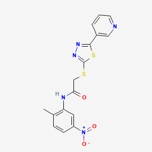 molecular formula C16H13N5O3S2 B4223441 N~1~-(2-METHYL-5-NITROPHENYL)-2-{[5-(3-PYRIDYL)-1,3,4-THIADIAZOL-2-YL]SULFANYL}ACETAMIDE 