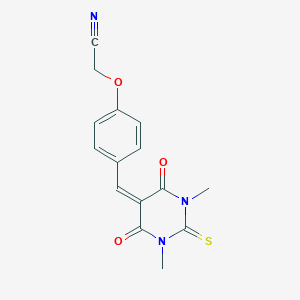 molecular formula C15H13N3O3S B422347 {4-[(1,3-dimethyl-4,6-dioxo-2-thioxotetrahydro-5(2H)-pyrimidinylidene)methyl]phenoxy}acetonitrile 