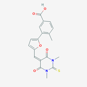 molecular formula C19H16N2O5S B422348 3-{5-[(1,3-dimethyl-4,6-dioxo-2-thioxotetrahydropyrimidin-5(2H)-ylidene)methyl]-2-furyl}-4-methylbenzoic acid 