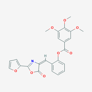 molecular formula C24H19NO8 B422349 2-[(2-(2-furyl)-5-oxo-1,3-oxazol-4(5H)-ylidene)methyl]phenyl 3,4,5-trimethoxybenzoate 