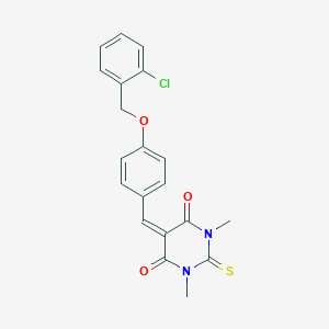 molecular formula C20H17ClN2O3S B422350 5-{4-[(2-chlorobenzyl)oxy]benzylidene}-1,3-dimethyl-2-thioxodihydro-4,6(1H,5H)-pyrimidinedione CAS No. 6355-56-2