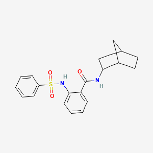 molecular formula C20H22N2O3S B4223515 N-bicyclo[2.2.1]hept-2-yl-2-[(phenylsulfonyl)amino]benzamide 