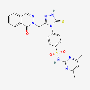 molecular formula C23H20N8O3S2 B4223530 N~1~-(4,6-DIMETHYL-2-PYRIMIDINYL)-4-(3-{[1-OXO-2(1H)-PHTHALAZINYL]METHYL}-5-SULFANYL-4H-1,2,4-TRIAZOL-4-YL)-1-BENZENESULFONAMIDE 