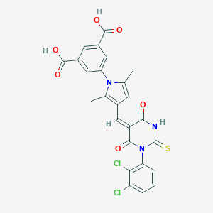 5-[3-[(E)-[1-(2,3-dichlorophenyl)-4,6-dioxo-2-sulfanylidene-1,3-diazinan-5-ylidene]methyl]-2,5-dimethylpyrrol-1-yl]benzene-1,3-dicarboxylic acid
