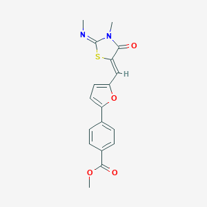 molecular formula C18H16N2O4S B422357 Methyl 4-(5-{[3-methyl-2-(methylimino)-4-oxo-1,3-thiazolidin-5-ylidene]methyl}-2-furyl)benzoate 