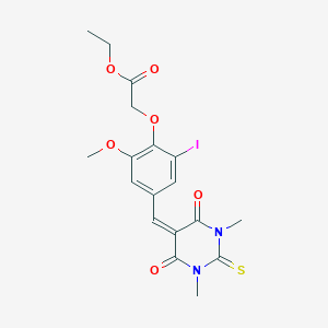 ethyl {4-[(1,3-dimethyl-4,6-dioxo-2-thioxotetrahydropyrimidin-5(2H)-ylidene)methyl]-2-iodo-6-methoxyphenoxy}acetate