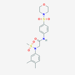 molecular formula C21H27N3O6S2 B422364 N~2~-(3,4-dimethylphenyl)-N~2~-(methylsulfonyl)-N-[4-(morpholin-4-ylsulfonyl)phenyl]glycinamide 