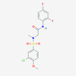 molecular formula C16H15ClF2N2O4S B4223666 N~2~-[(3-chloro-4-methoxyphenyl)sulfonyl]-N-(2,4-difluorophenyl)-N~2~-methylglycinamide 