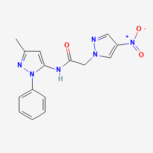 molecular formula C15H14N6O3 B4223682 N-(5-methyl-2-phenylpyrazol-3-yl)-2-(4-nitropyrazol-1-yl)acetamide 