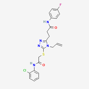 molecular formula C22H21ClFN5O2S B4223802 3-[5-({2-[(2-chlorophenyl)amino]-2-oxoethyl}sulfanyl)-4-(prop-2-en-1-yl)-4H-1,2,4-triazol-3-yl]-N-(4-fluorophenyl)propanamide 
