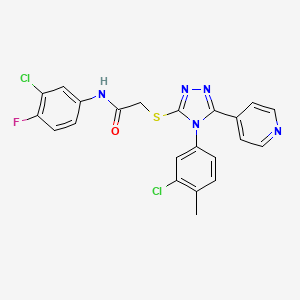 molecular formula C22H16Cl2FN5OS B4223884 N-(3-chloro-4-fluorophenyl)-2-{[4-(3-chloro-4-methylphenyl)-5-(pyridin-4-yl)-4H-1,2,4-triazol-3-yl]sulfanyl}acetamide 