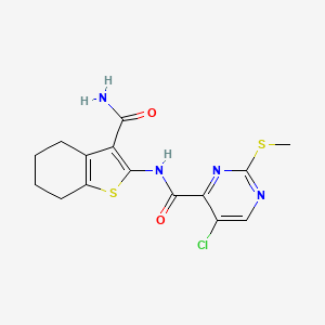 molecular formula C15H15ClN4O2S2 B4223896 N-(3-carbamoyl-4,5,6,7-tetrahydro-1-benzothiophen-2-yl)-5-chloro-2-(methylsulfanyl)pyrimidine-4-carboxamide 
