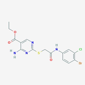 molecular formula C15H14BrClN4O3S B4223951 ethyl 4-amino-2-({2-[(4-bromo-3-chlorophenyl)amino]-2-oxoethyl}thio)-5-pyrimidinecarboxylate 