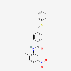 molecular formula C22H20N2O3S B4223973 N-(2-methyl-5-nitrophenyl)-4-{[(4-methylphenyl)thio]methyl}benzamide 