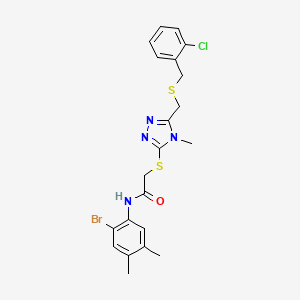 molecular formula C21H22BrClN4OS2 B4224024 N-(2-bromo-4,5-dimethylphenyl)-2-[[5-[(2-chlorophenyl)methylsulfanylmethyl]-4-methyl-1,2,4-triazol-3-yl]sulfanyl]acetamide 
