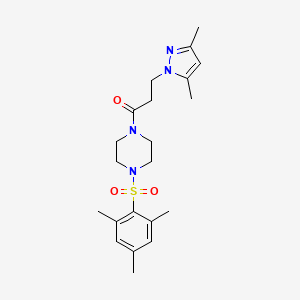 molecular formula C21H30N4O3S B4224066 1-[3-(3,5-dimethyl-1H-pyrazol-1-yl)propanoyl]-4-(mesitylsulfonyl)piperazine 