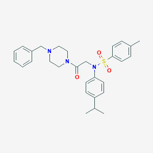 molecular formula C29H35N3O3S B422417 N-[2-(4-benzylpiperazin-1-yl)-2-oxoethyl]-N-(4-isopropylphenyl)-4-methylbenzenesulfonamide 