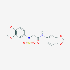 molecular formula C18H20N2O7S B422418 N-1,3-benzodioxol-5-yl-N~2~-(3,4-dimethoxyphenyl)-N~2~-(methylsulfonyl)glycinamide 