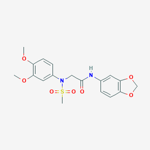 molecular formula C18H20N2O7S B422418 N-(1,3-benzodioxol-5-yl)-2-[3,4-dimethoxy(methylsulfonyl)anilino]acetamide 