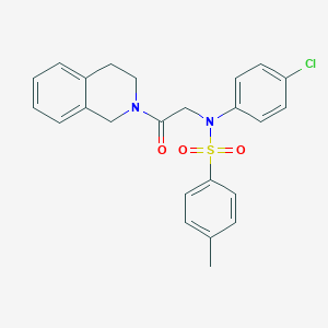 molecular formula C24H23ClN2O3S B422420 N-(4-chlorophenyl)-N-[2-(3,4-dihydroisoquinolin-2(1H)-yl)-2-oxoethyl]-4-methylbenzenesulfonamide 